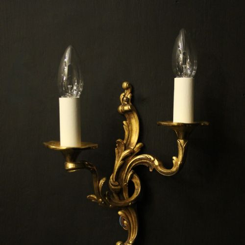 FRENCH PAIR OF GILDED BRONZE ANTIQUE WALL LIGHTS - ADDITIONAL PHOTO 5