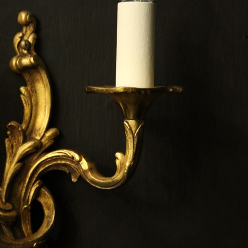 FRENCH PAIR OF GILDED BRONZE ANTIQUE WALL LIGHTS - ADDITIONAL PHOTO 6