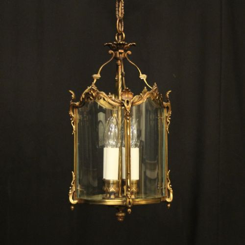 french gilded bronze four light antique lantern - CATEGORY: ANTIQUE LIGHTING - DATED 1920