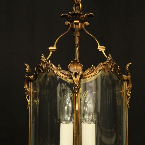 FRENCH GILDED BRONZE FOUR LIGHT ANTIQUE LANTERN - ADDITIONAL PHOTO 2