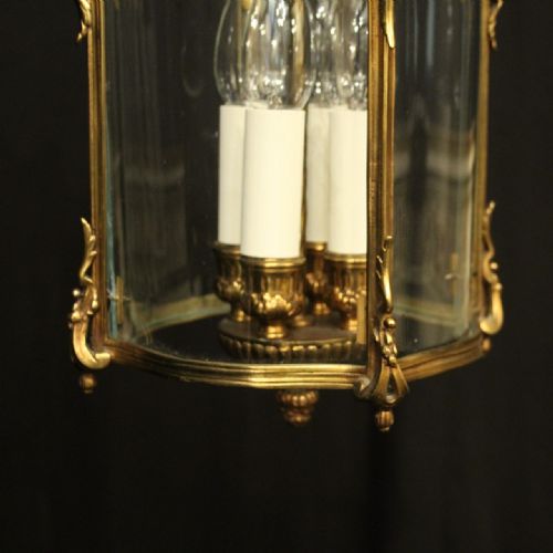 FRENCH GILDED BRONZE FOUR LIGHT ANTIQUE LANTERN - ADDITIONAL PHOTO 4