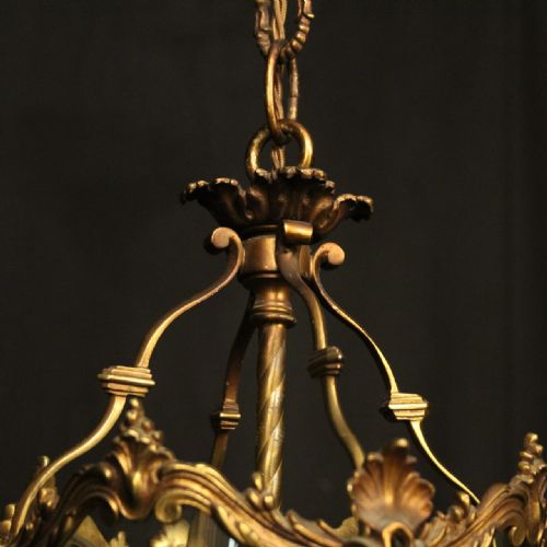 FRENCH GILDED BRONZE FOUR LIGHT ANTIQUE LANTERN - ADDITIONAL PHOTO 5