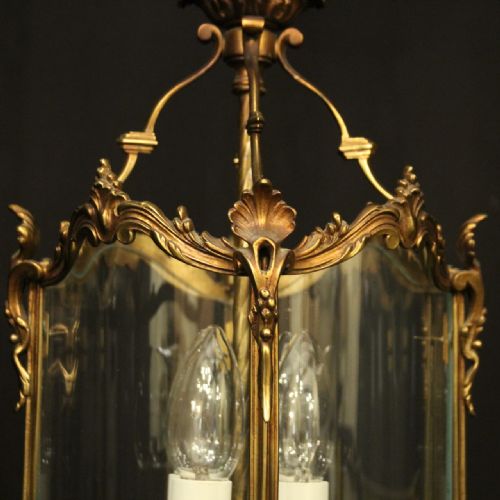 FRENCH GILDED BRONZE FOUR LIGHT ANTIQUE LANTERN - ADDITIONAL PHOTO 6