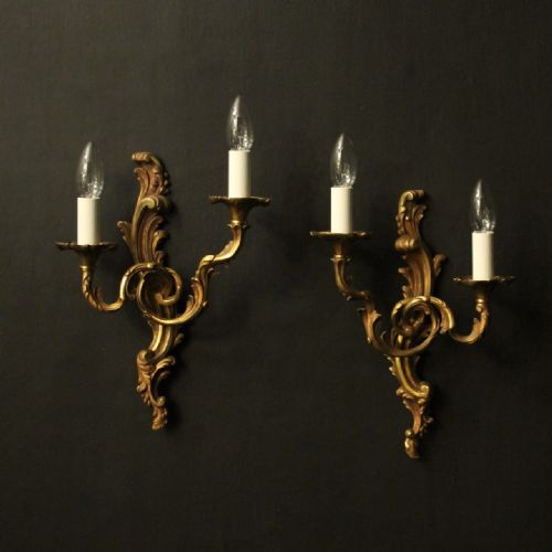 french pair of gilded bronze antique wall lights - CATEGORY: ANTIQUE LIGHTING - DATED 1920