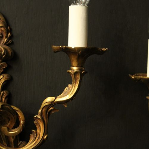 FRENCH PAIR OF GILDED BRONZE ANTIQUE WALL LIGHTS - ADDITIONAL PHOTO 3