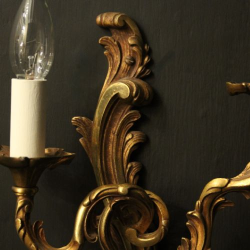 FRENCH PAIR OF GILDED BRONZE ANTIQUE WALL LIGHTS - ADDITIONAL PHOTO 5