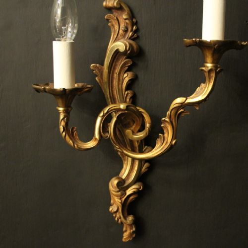 FRENCH PAIR OF GILDED BRONZE ANTIQUE WALL LIGHTS - ADDITIONAL PHOTO 6