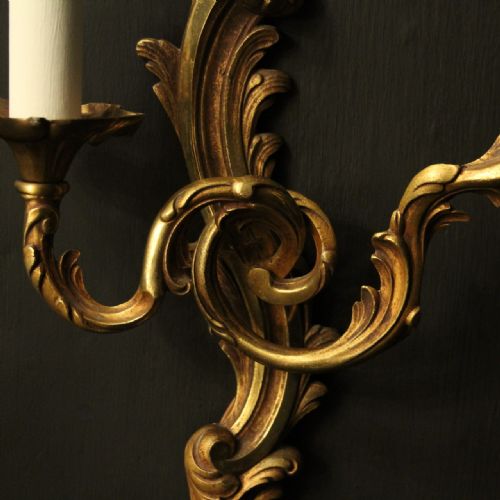 FRENCH PAIR OF GILDED BRONZE ANTIQUE WALL LIGHTS - ADDITIONAL PHOTO 7