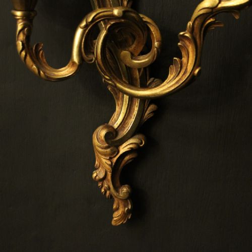 FRENCH PAIR OF GILDED BRONZE ANTIQUE WALL LIGHTS - ADDITIONAL PHOTO 8