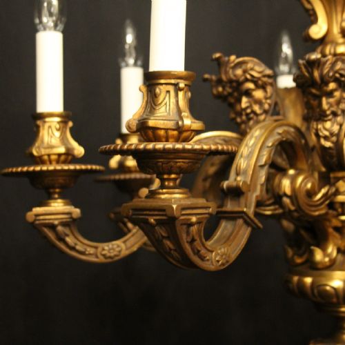 FRENCH GILDED BRONZE 8 LIGHT ANTIQUE CHANDELIER - ADDITIONAL PHOTO 1
