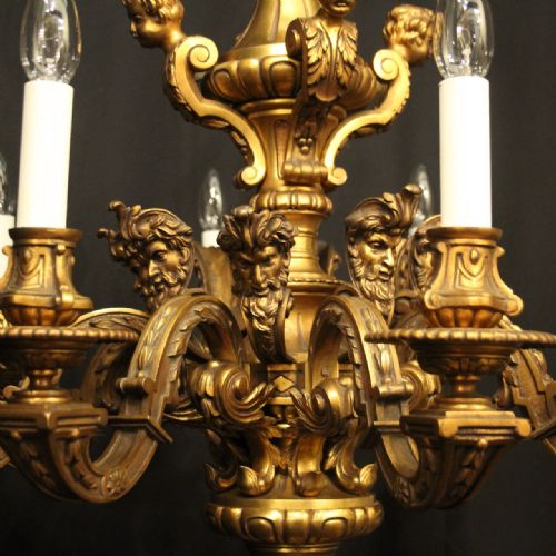 FRENCH GILDED BRONZE 8 LIGHT ANTIQUE CHANDELIER - ADDITIONAL PHOTO 3