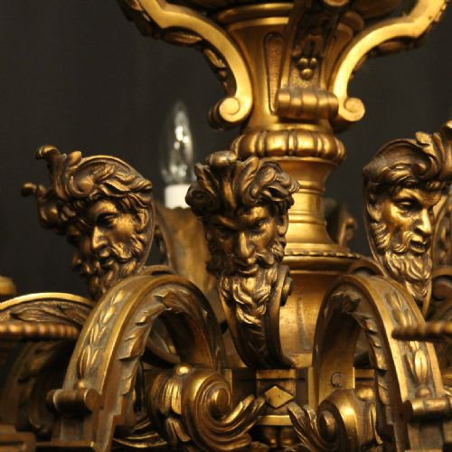 FRENCH GILDED BRONZE 8 LIGHT ANTIQUE CHANDELIER - ADDITIONAL PHOTO 4