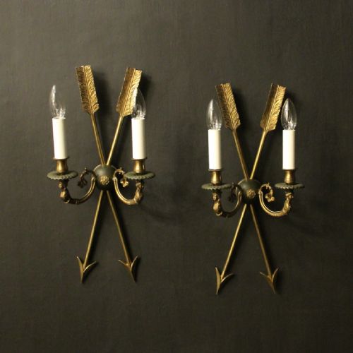 french pair of empire gilded antique wall lights - CATEGORY: ANTIQUE LIGHTING - DATED 1920