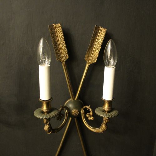 FRENCH PAIR OF EMPIRE GILDED ANTIQUE WALL LIGHTS - ADDITIONAL PHOTO 2