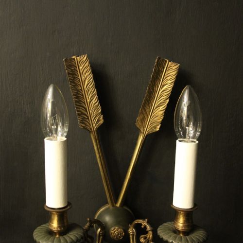 FRENCH PAIR OF EMPIRE GILDED ANTIQUE WALL LIGHTS - ADDITIONAL PHOTO 4