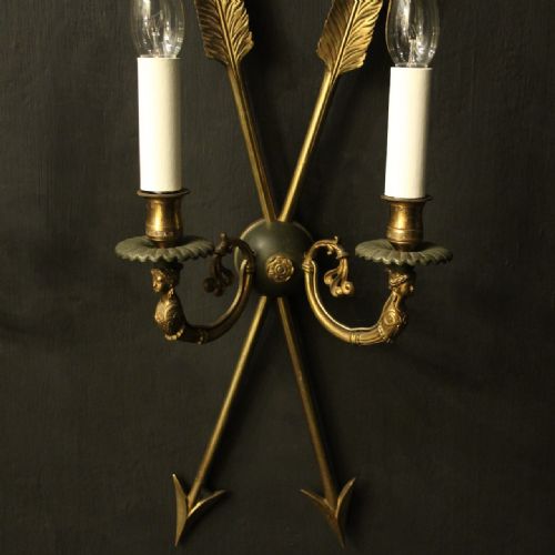 FRENCH PAIR OF EMPIRE GILDED ANTIQUE WALL LIGHTS - ADDITIONAL PHOTO 5