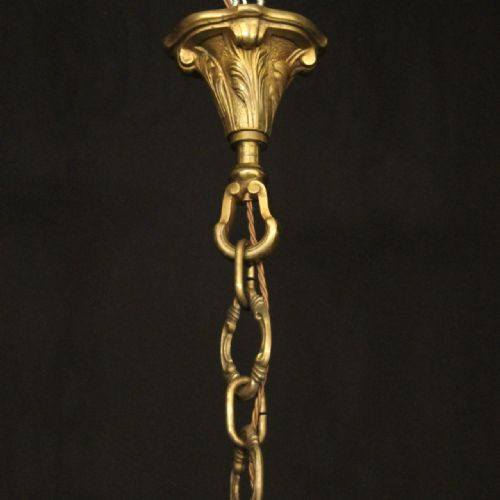 FRENCH GILDED BRONZE 6 LIGHT ANTIQUE CHANDELIER - ADDITIONAL PHOTO 9