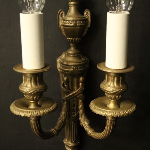 FRENCH PAIR OF GILDED BRONZE ANTIQUE WALL LIGHTS - ADDITIONAL PHOTO 8