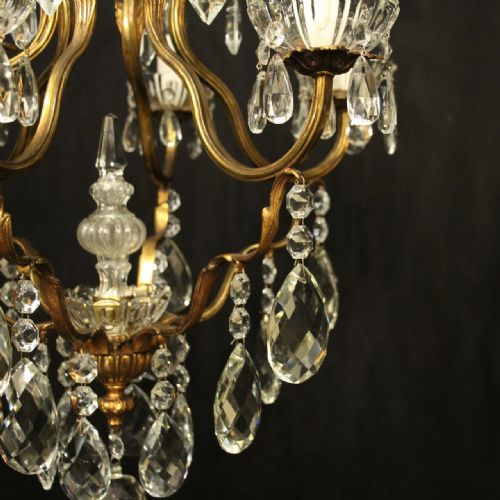 FRENCH GILDED 7 LIGHT ANTIQUE CRYSTAL CHANDELIER - ADDITIONAL PHOTO 8