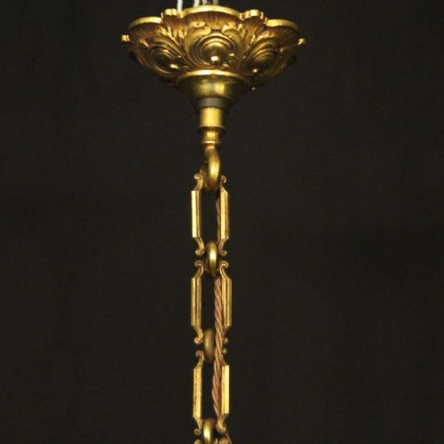 FRENCH GILDED BRONZE 6 LIGHT ANTIQUE CHANDELIER - ADDITIONAL PHOTO 9