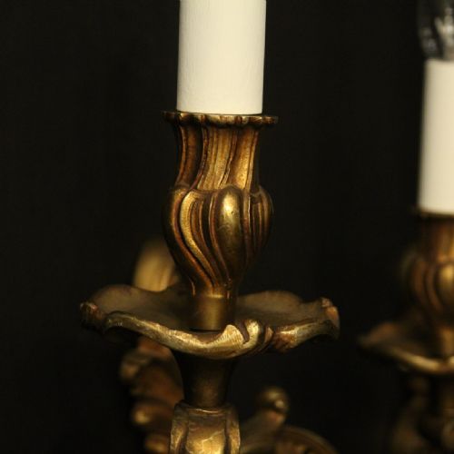 FRENCH PAIR OF GILDED BRONZE ANTIQUE WALL LIGHTS - ADDITIONAL PHOTO 5