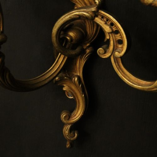 FRENCH PAIR OF GILDED BRONZE ANTIQUE WALL LIGHTS - ADDITIONAL PHOTO 8