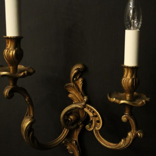 FRENCH PAIR OF GILDED BRONZE ANTIQUE WALL LIGHTS - ADDITIONAL PHOTO 9