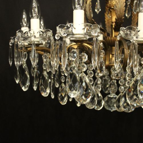 FRENCH GILDED CRYSTAL 12 LIGHT ANTIQUE CHANDELIER - ADDITIONAL PHOTO 1