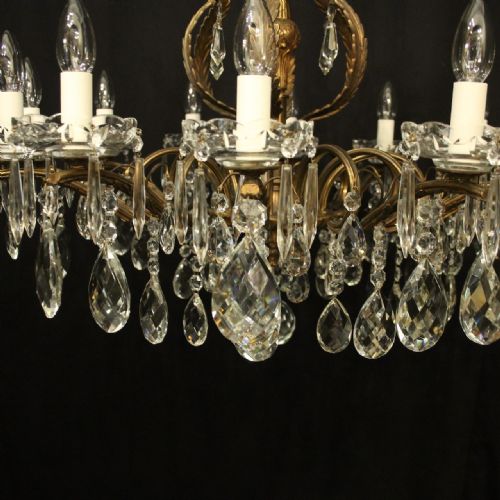 FRENCH GILDED CRYSTAL 12 LIGHT ANTIQUE CHANDELIER - ADDITIONAL PHOTO 2