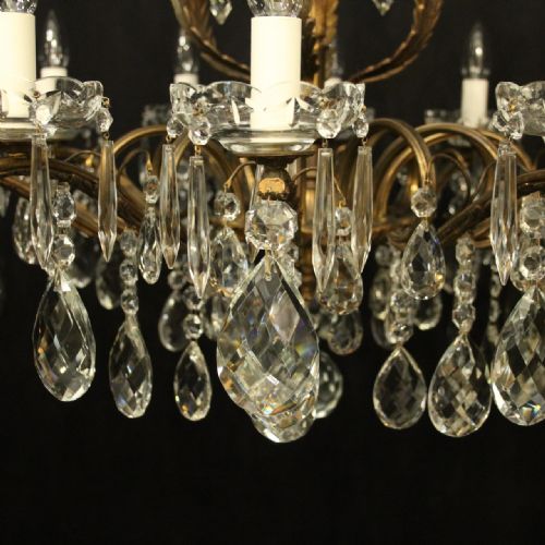 FRENCH GILDED CRYSTAL 12 LIGHT ANTIQUE CHANDELIER - ADDITIONAL PHOTO 3