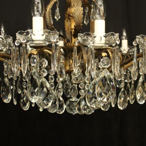 FRENCH GILDED CRYSTAL 12 LIGHT ANTIQUE CHANDELIER - ADDITIONAL PHOTO 4