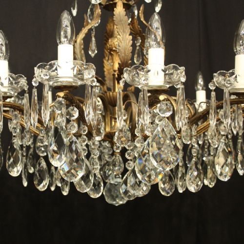 FRENCH GILDED CRYSTAL 12 LIGHT ANTIQUE CHANDELIER - ADDITIONAL PHOTO 5