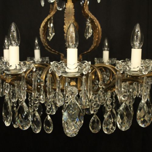 FRENCH GILDED CRYSTAL 12 LIGHT ANTIQUE CHANDELIER - ADDITIONAL PHOTO 6