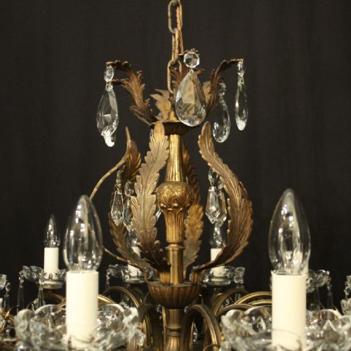 FRENCH GILDED CRYSTAL 12 LIGHT ANTIQUE CHANDELIER - ADDITIONAL PHOTO 7