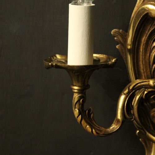 FRENCH PAIR OF GILDED BRONZE ANTIQUE WALL LIGHTS - ADDITIONAL PHOTO 7