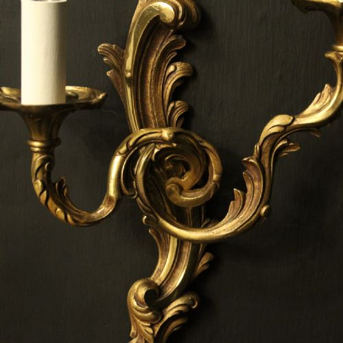 FRENCH PAIR OF GILDED BRONZE ANTIQUE WALL LIGHTS - ADDITIONAL PHOTO 8