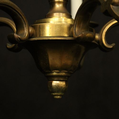FRENCH GILDED BRASS 5 LIGHT ANTIQUE CHANDELIER - ADDITIONAL PHOTO 7