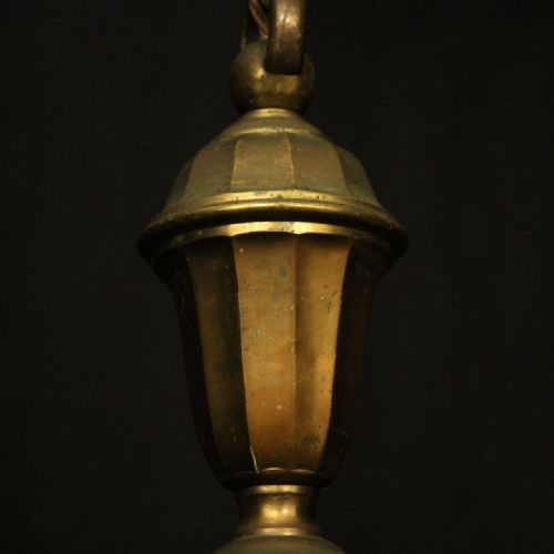 FRENCH GILDED BRASS 5 LIGHT ANTIQUE CHANDELIER - ADDITIONAL PHOTO 8