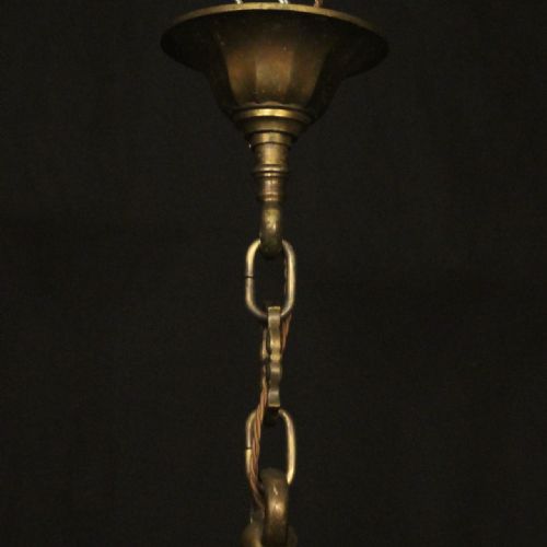FRENCH GILDED BRASS 5 LIGHT ANTIQUE CHANDELIER - ADDITIONAL PHOTO 9