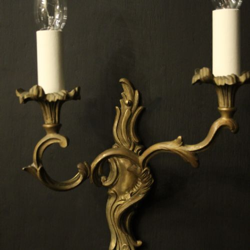 FRENCH PAIR OF GILDED BRONZE ANTIQUE WALL LIGHTS - ADDITIONAL PHOTO 2