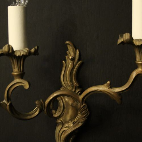 FRENCH PAIR OF GILDED BRONZE ANTIQUE WALL LIGHTS - ADDITIONAL PHOTO 7