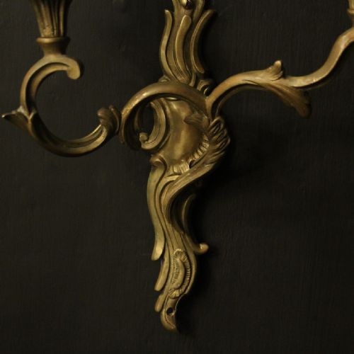 FRENCH PAIR OF GILDED BRONZE ANTIQUE WALL LIGHTS - ADDITIONAL PHOTO 8