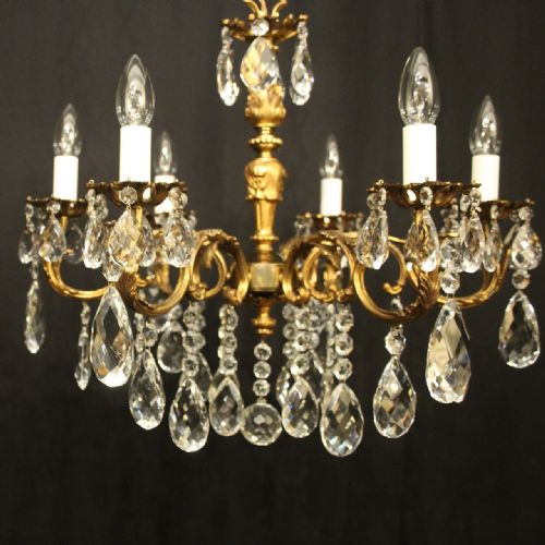 FRENCH GILDED CRYSTAL 6 LIGHT ANTIQUE CHANDELIER - ADDITIONAL PHOTO 2