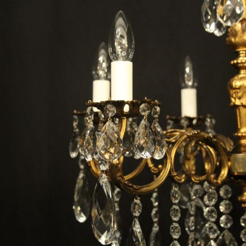 FRENCH GILDED CRYSTAL 6 LIGHT ANTIQUE CHANDELIER - ADDITIONAL PHOTO 4