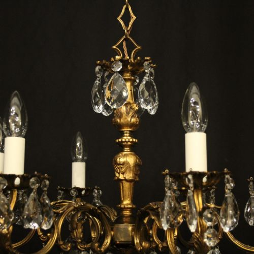 FRENCH GILDED CRYSTAL 6 LIGHT ANTIQUE CHANDELIER - ADDITIONAL PHOTO 7