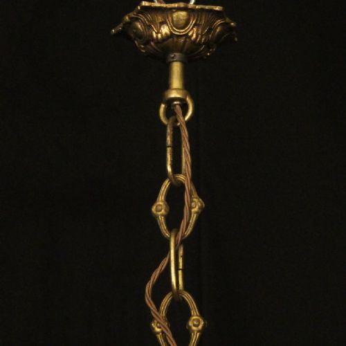 ITALIAN PAIR OF GILDED BRONZE CRYSTAL ANTIQUE CHANDELIERS - ADDITIONAL PHOTO 9