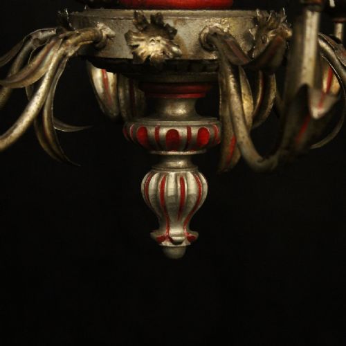 FLORENTINE 6 LIGHT SILVER GILTWOOD POLYCHROME CHANDELIER - ADDITIONAL PHOTO 1