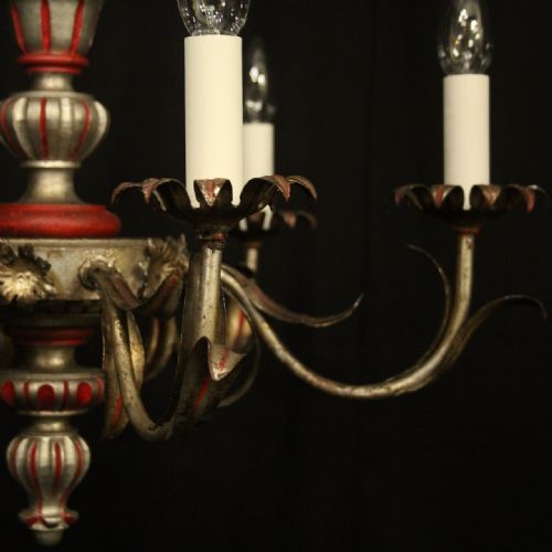FLORENTINE 6 LIGHT SILVER GILTWOOD POLYCHROME CHANDELIER - ADDITIONAL PHOTO 2