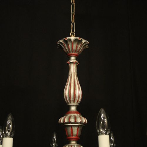 FLORENTINE 6 LIGHT SILVER GILTWOOD POLYCHROME CHANDELIER - ADDITIONAL PHOTO 7