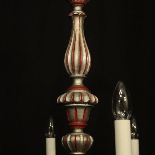 FLORENTINE 6 LIGHT SILVER GILTWOOD POLYCHROME CHANDELIER - ADDITIONAL PHOTO 8